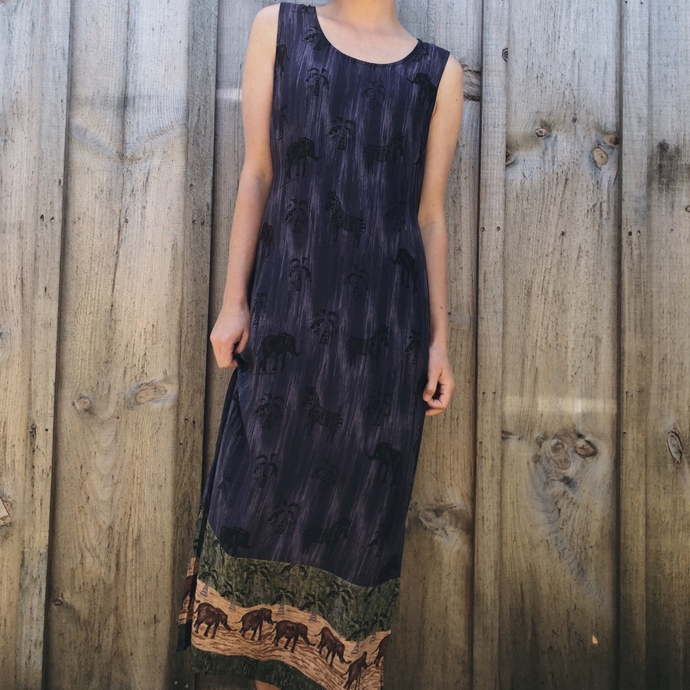 *SOLD* vintage dressbarn safari print maxi dress